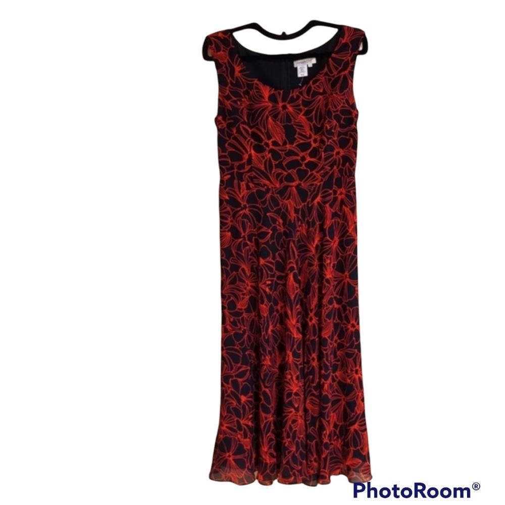 Sleeveless Midi Dress, Patterned Dresses, Women's Business Casual Dress, size 10